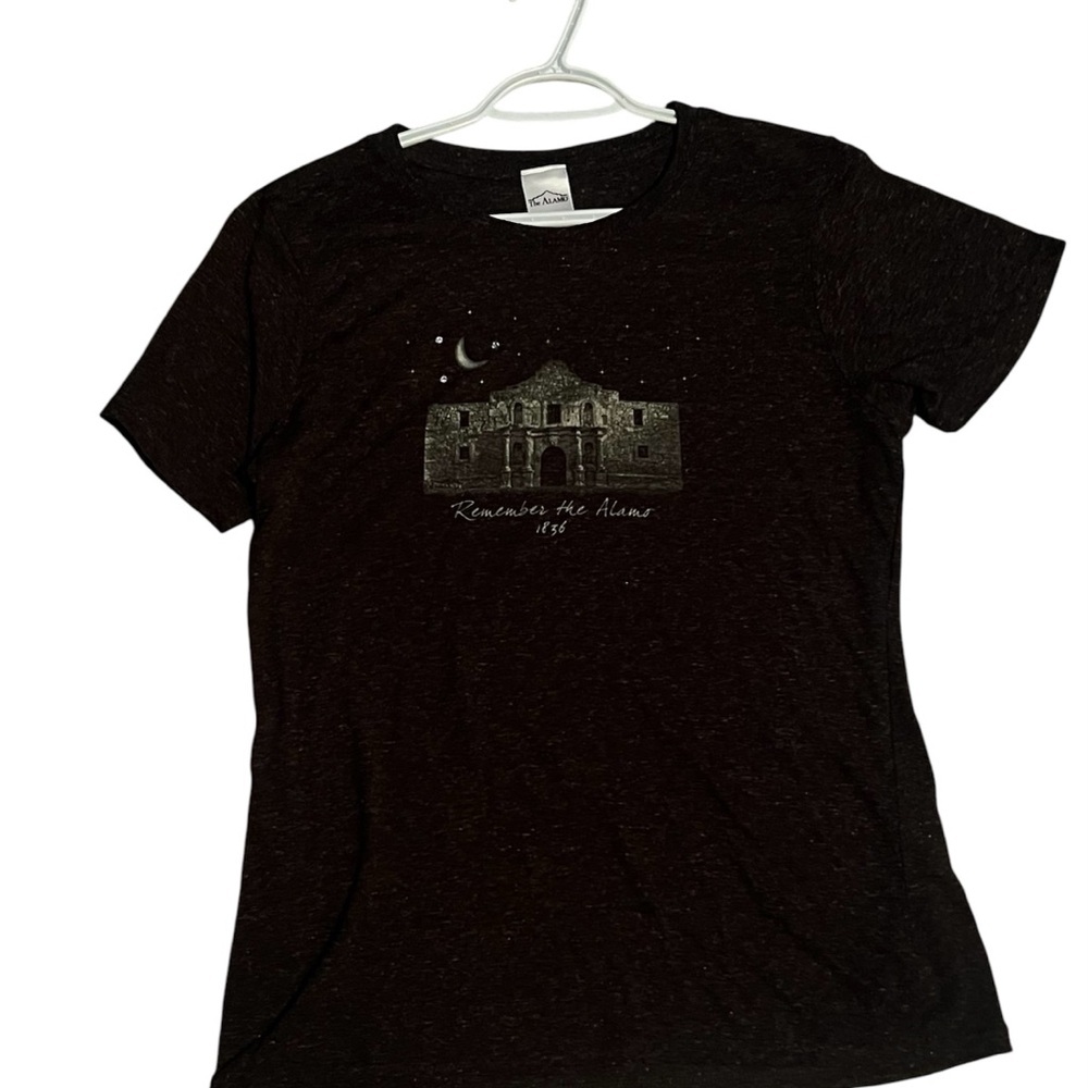 Dark Brownish Graphic T-Shirt with Alamo Design